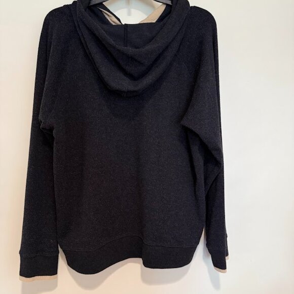 Faherty Legend Heathered Hoodie in Black Twill, Size XL - Picture 9 of 9